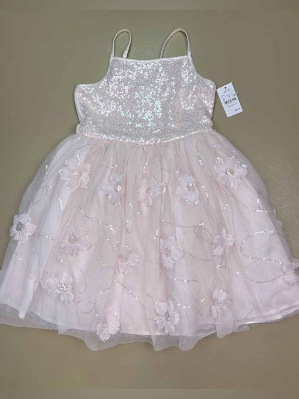 Zenzi Pink Sequin Tulle Dress Girls XS 4/5 Floral Party Easter NWT